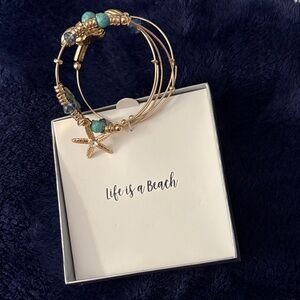 Ocean-Inspired Gold and Blue Bracelet